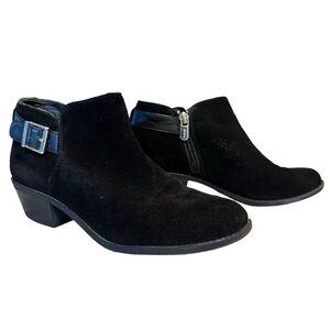 Vionic | Black Millie Suede Buckle Ankle Booties Size 6.5